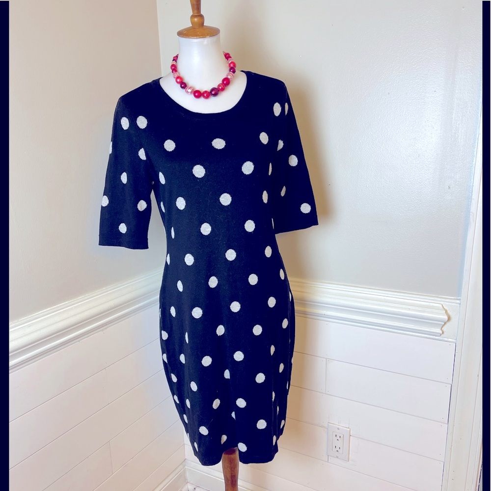 41 Hawthorn Polka Dot Sweater Dress L FREE SHIP